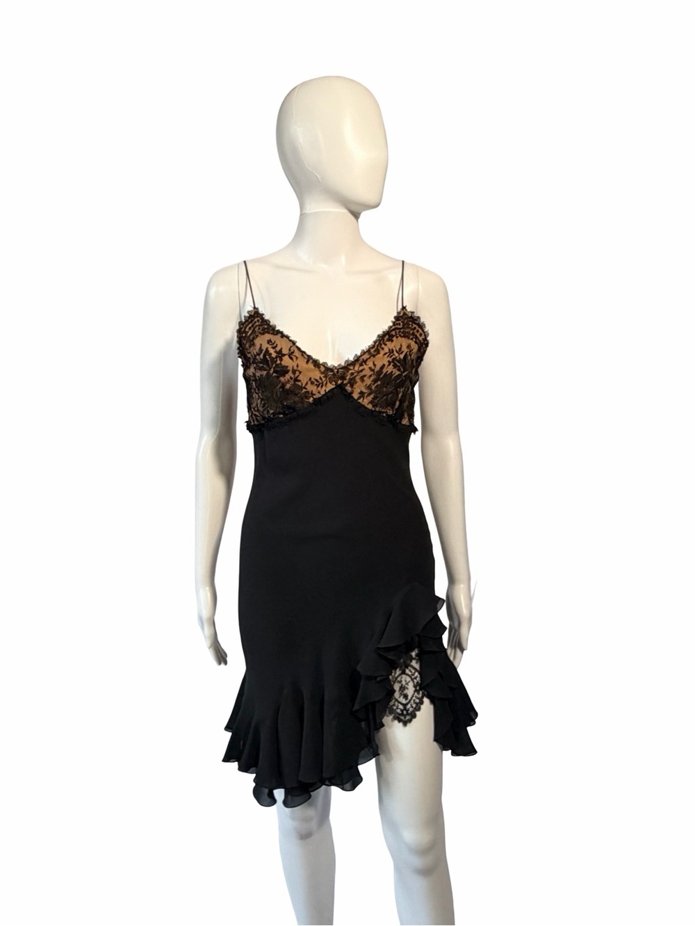 “John Galliano Paris” Rare Silk Lace-Trim Dress Spring/Summer 1997 Collection.
